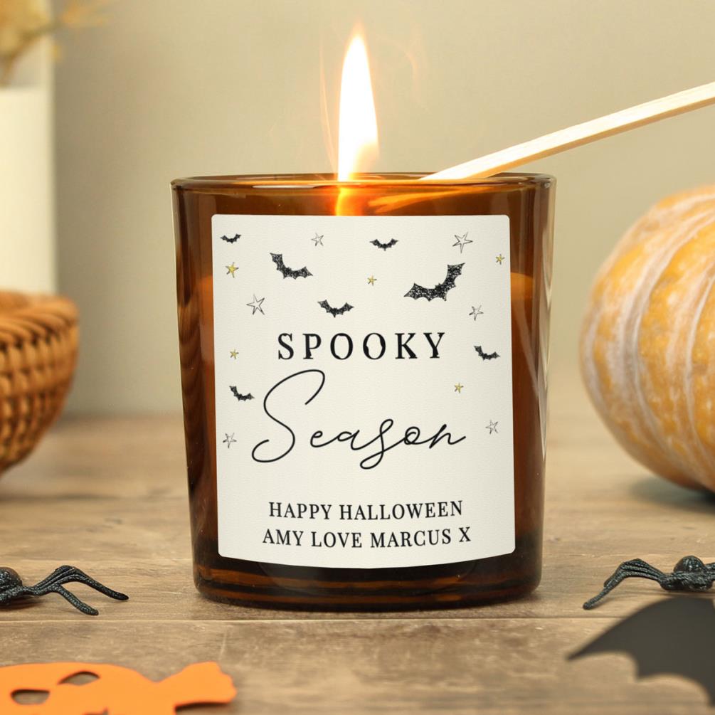 Personalised Spooky Amber Glass Candle Extra Image 2